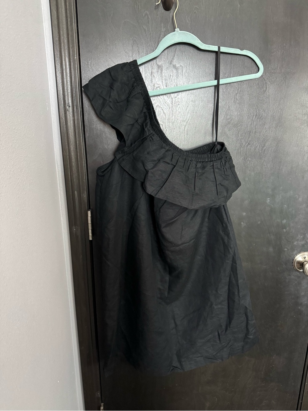 NWT One-Shoulder Black Ruffle Dress
